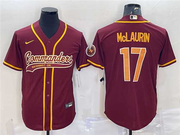 Mens Washington Commanders #17 Terry McLaurin Burgundy With Patch Cool Base Stitched Jersey->washington commanders->NFL Jersey